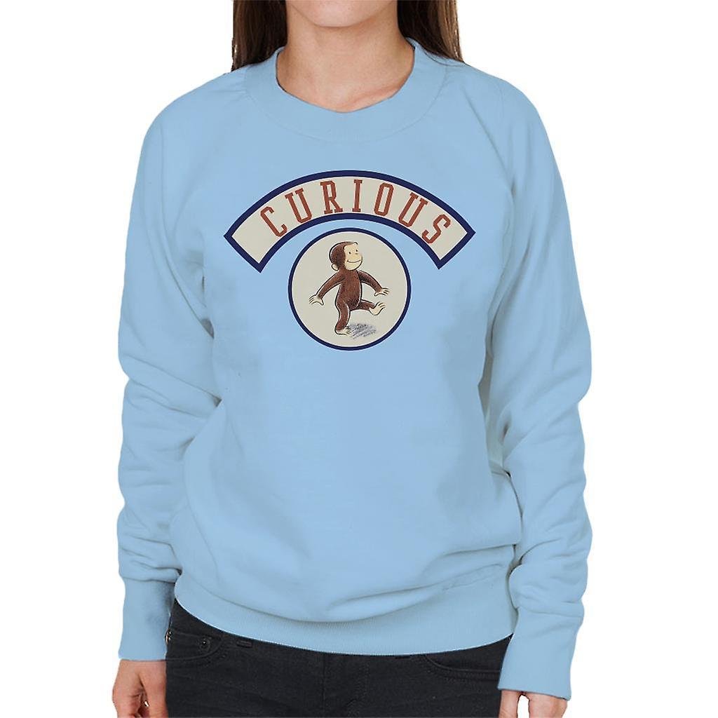 Curious George Cute Walking Women's Sweatshirt Sky Blue Large