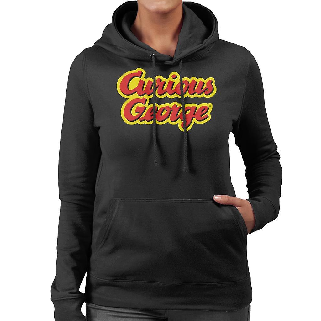 Curious George Big Outlined Logo Font Women's Hooded Sweatshirt Black XX-Large