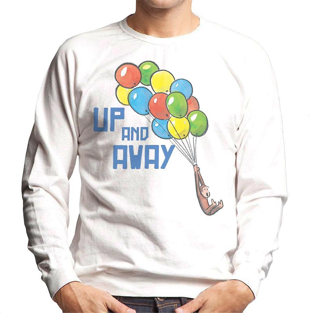 Curious George Up And Away Balloons Men's Sweatshirt White X-Large