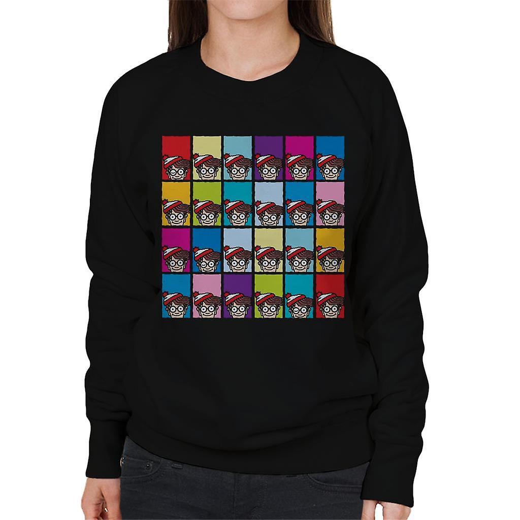 Wheres Wally Where's Wally Colourful Tiles Women's Sweatshirt Black X-Large