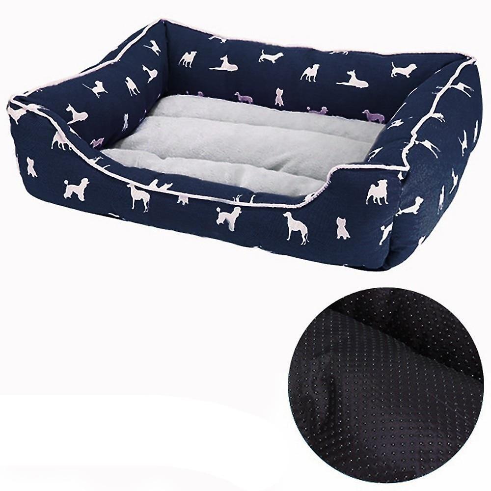 Slowmoose Round Bed For Pet Dogs, Cat House Sofa And Puppies navy square 4 S  45x35x15 cm