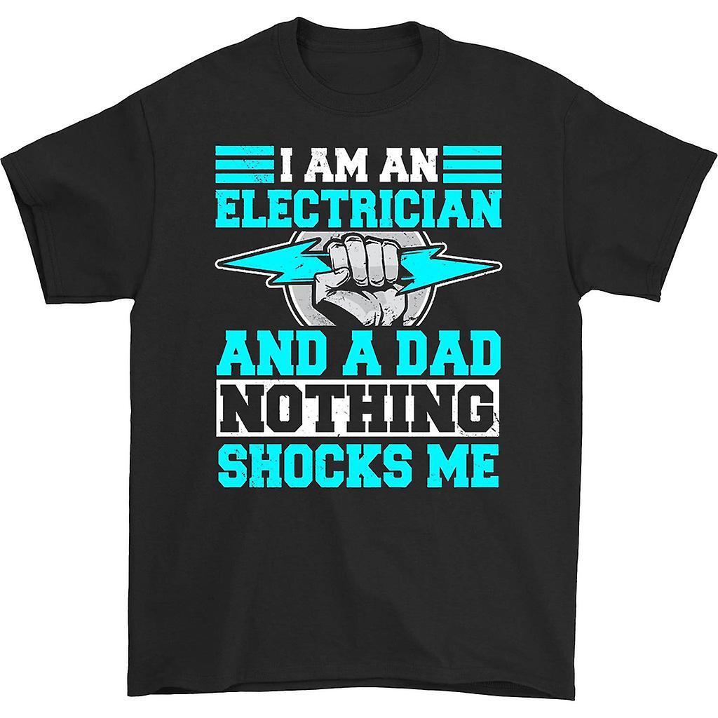 HISHARK I Am an Electrician and A Dad T-shirt Black L