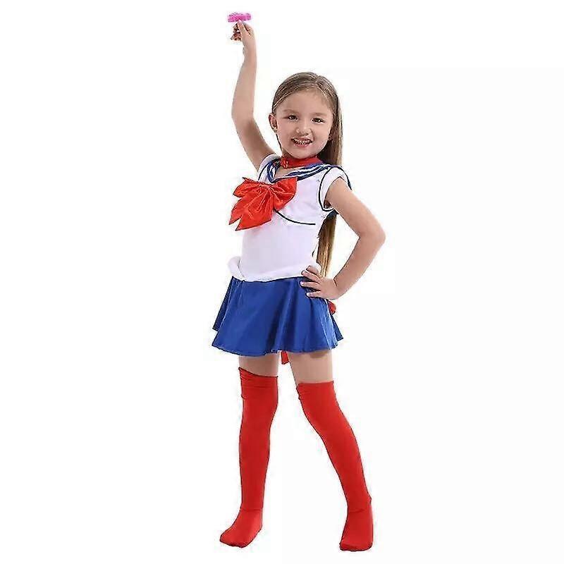 Hxetlv Hot Anime Cosplay Party Costumes Set Navy Dress Children Girls Fancy Costume Kid Clothes Halloween Performance Clothes M Blue