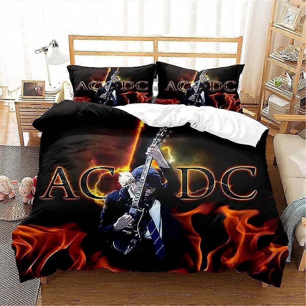 Kerota AC/DC Rock Duvet Cover Digital Printing Bedding Set D,pcs Duvet Cover:cm*cm+pcs Pillowcase:cm*cm 135*200 CM King220x240cm