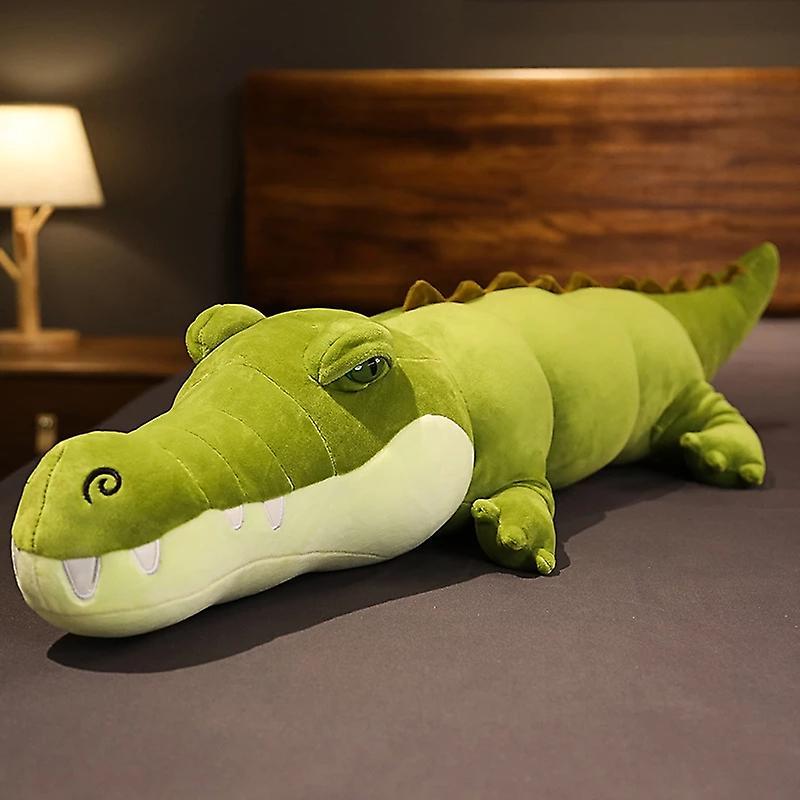 Yosicl 180cm Giant Real Life Stuffed Crocodile Plush Toy Simulation Animal Alligator Dolls Kawaii Creative Pillow For Children Gifts light green 100cm