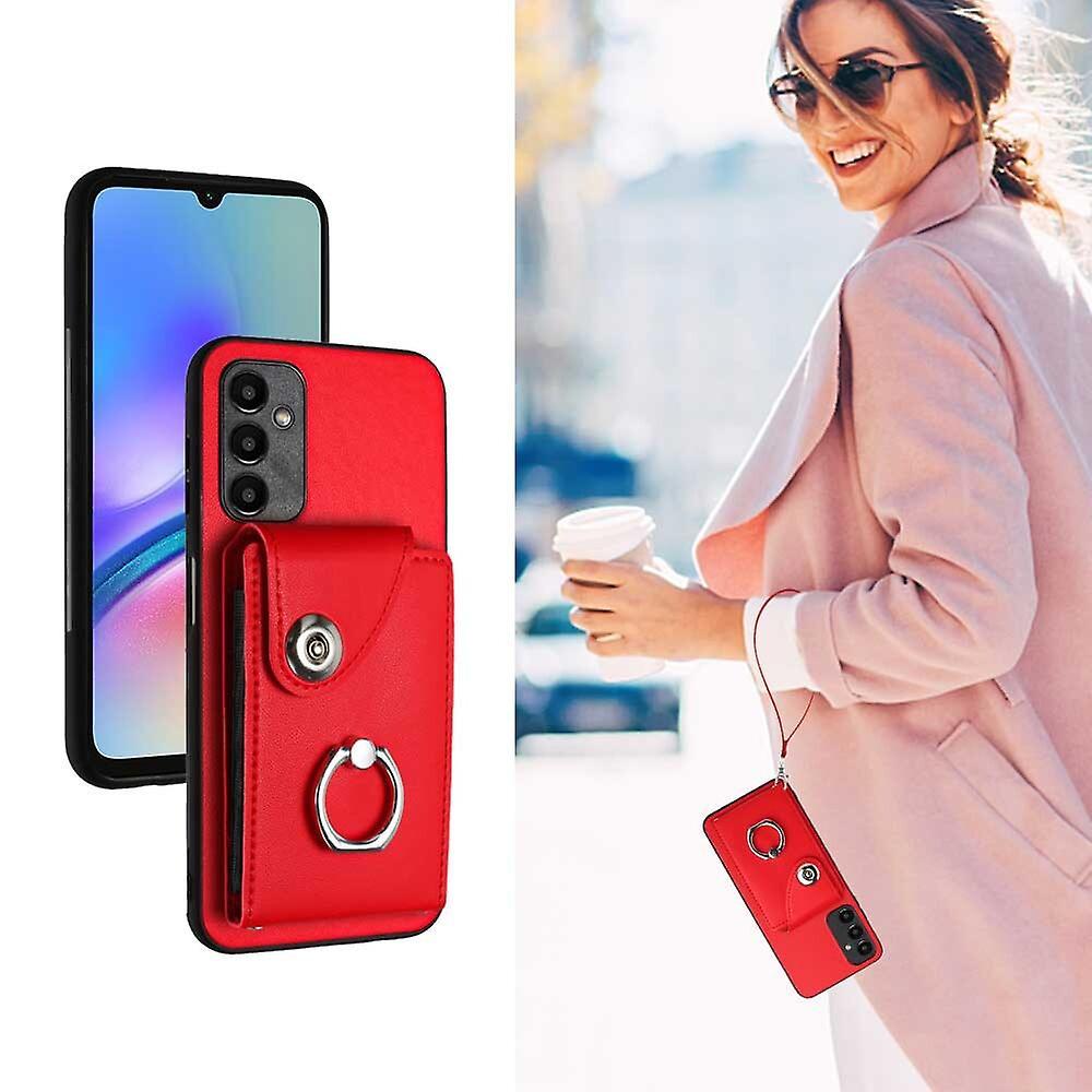 Gangxun Case For Samsung Galaxy A05S With Card Holder Cover Durable Kickstand Shockproof Compatible With Samsung Galaxy A05S Red