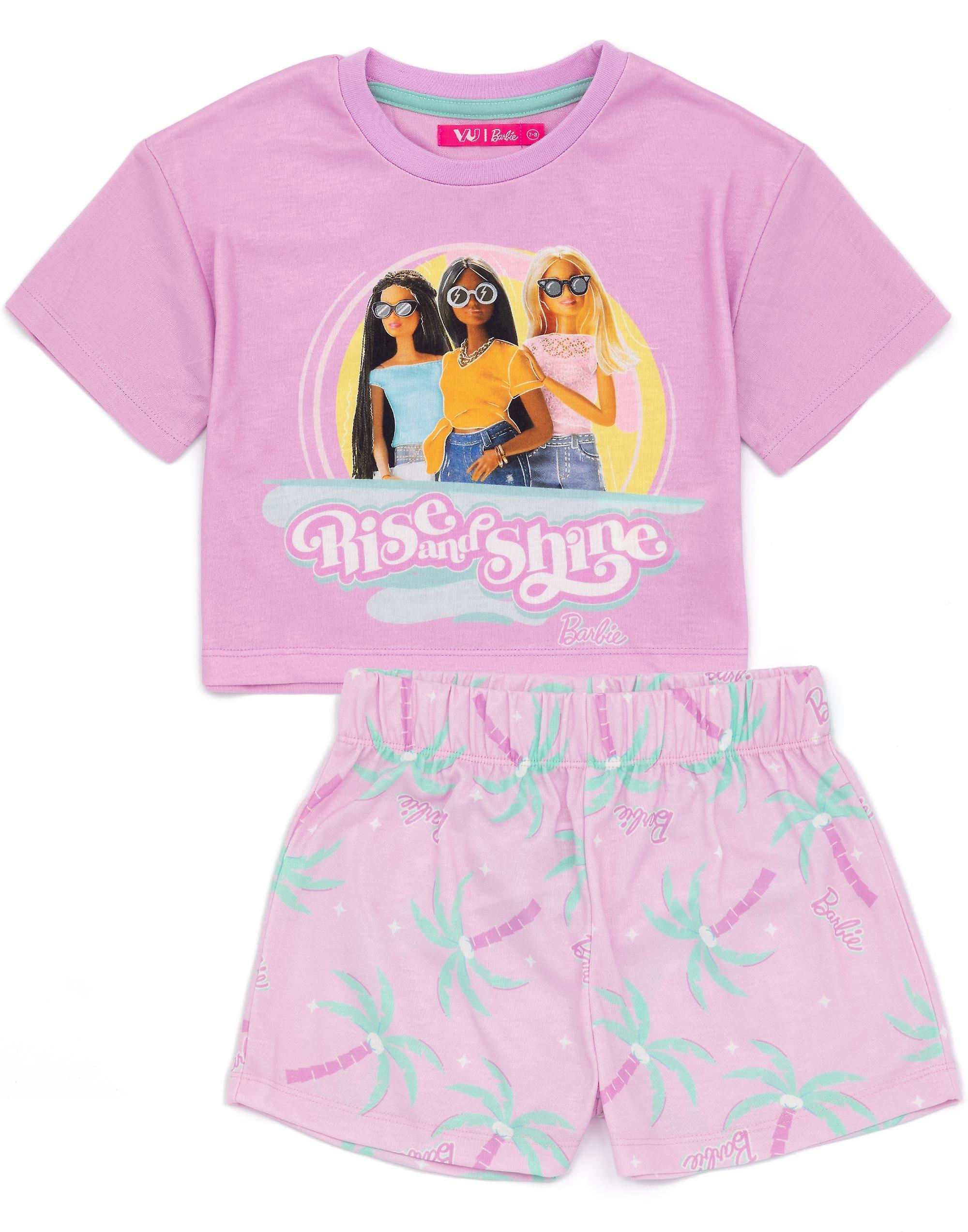 Barbie Girls Short Sleeve Short Leg Pyjama Set Pink 7-8 Years