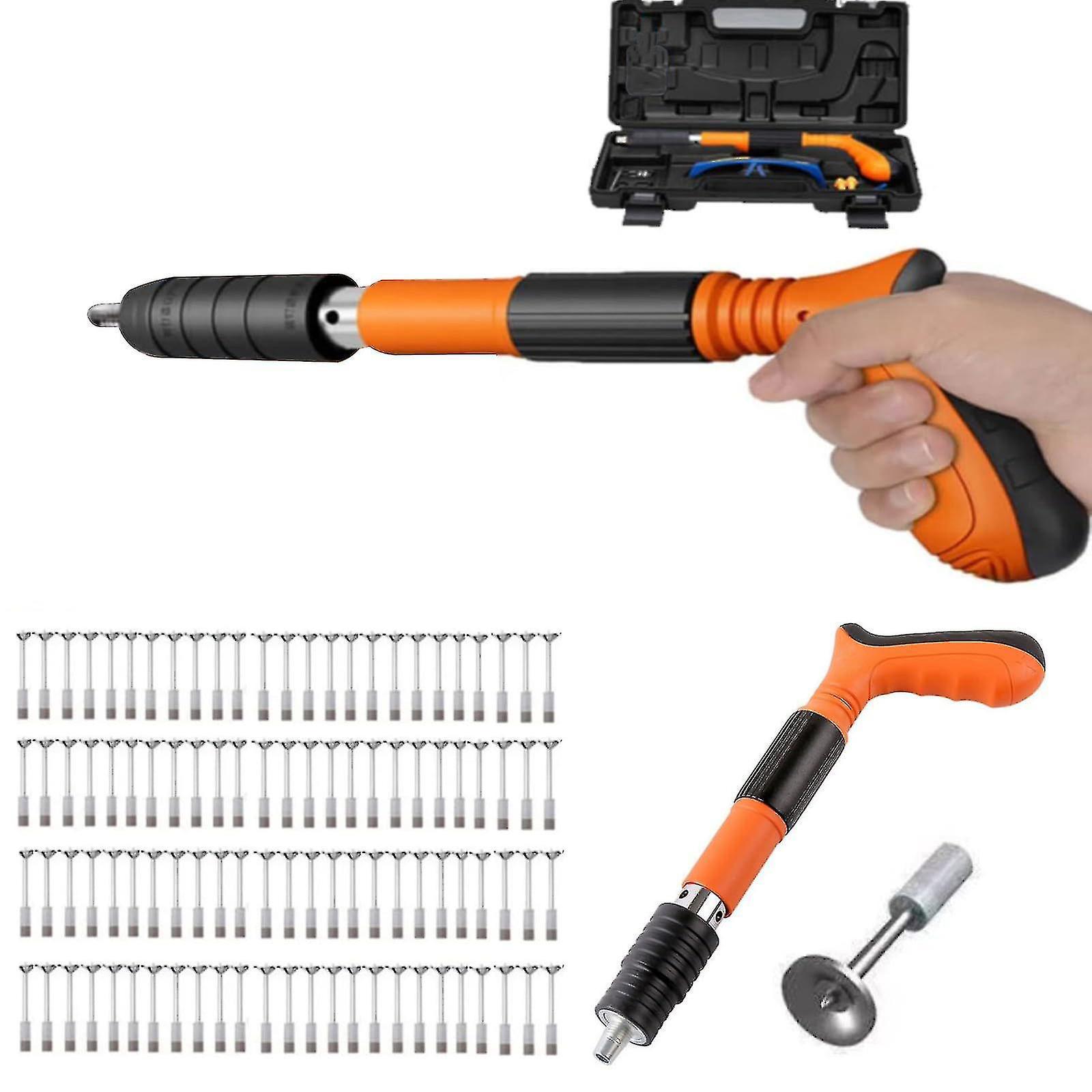 KDSKSC Integrated Air Nailer, Manual Steel Nail Nailer 3 Gears Power With 50/100 Pcs Round Nails,100% New Bare Gun and 100 nails