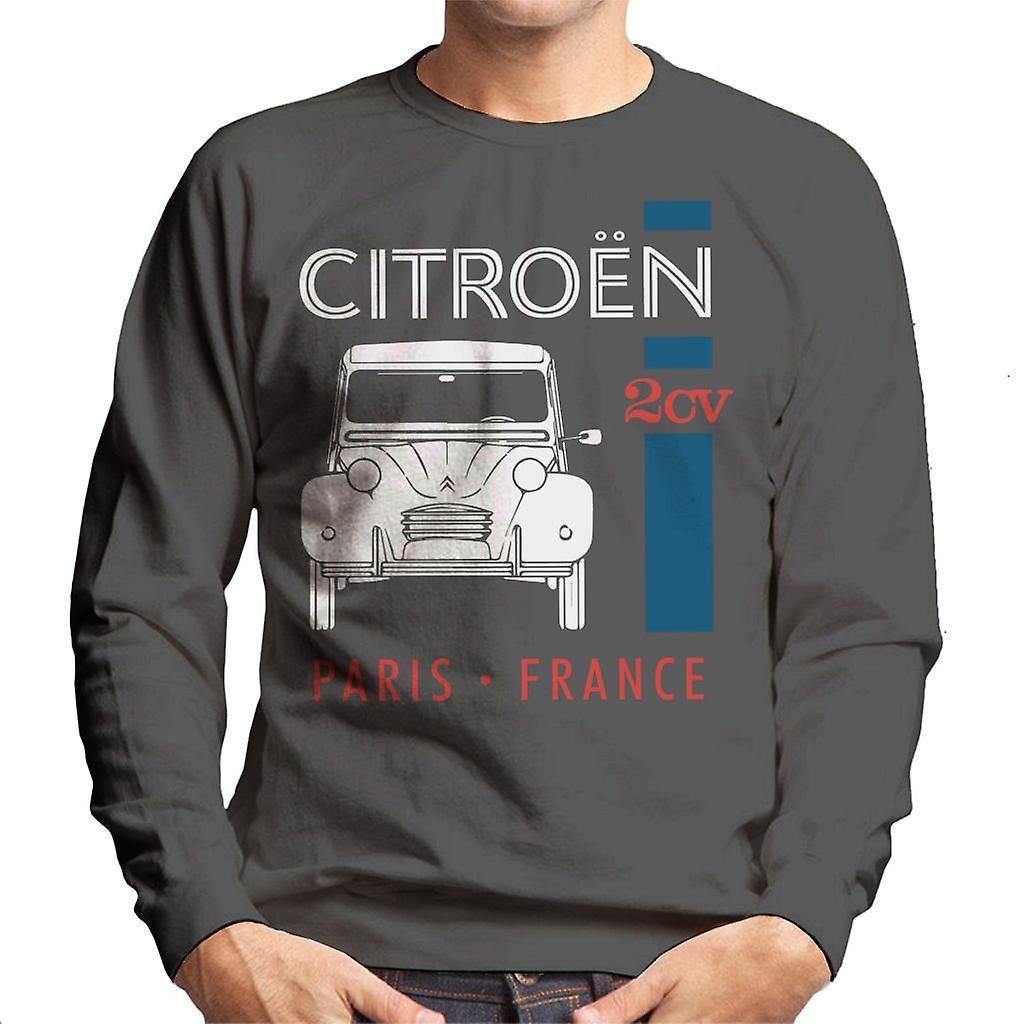 Citro�n Citroen White 2CV Paris France Single Stripe Men's Sweatshirt Charcoal XX-Large