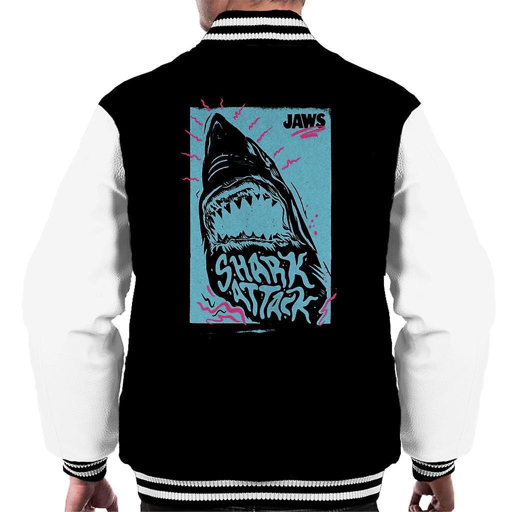 Jaws Shark Attack Wave Men's Varsity Jacket Black/White Large