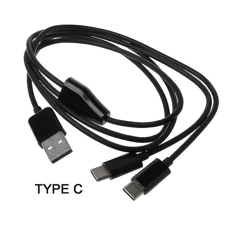 Cille Portable Usb 2.0 Type A Male To Dual Type C Male Splitter Y Charging Data Cable Black