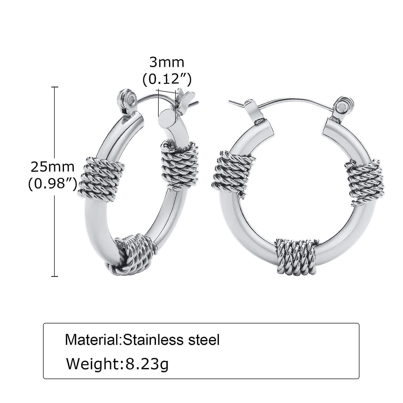 Elciaicle Men Hoop Earring, Stainless Steel Coil Wire Wrap Design Earing, Bali Hoop Earrings For Men Women Jewelry. 438S