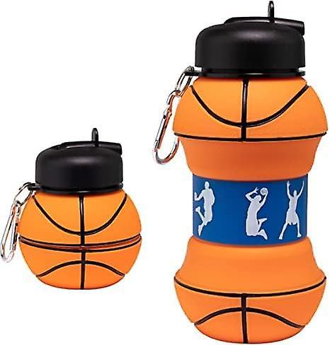 Liangnv Basketball Water Bottle, 19 Oz Collapsible Ball Drinking Cup, Portable Leak Proof Kids Silicone Water With Carabiner Collapsible Water Bottle