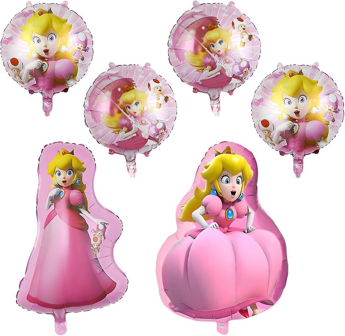 Heyone Peach Princess Foil Balloons, Mario Peach Princess Birthday Party Balloon Decorations