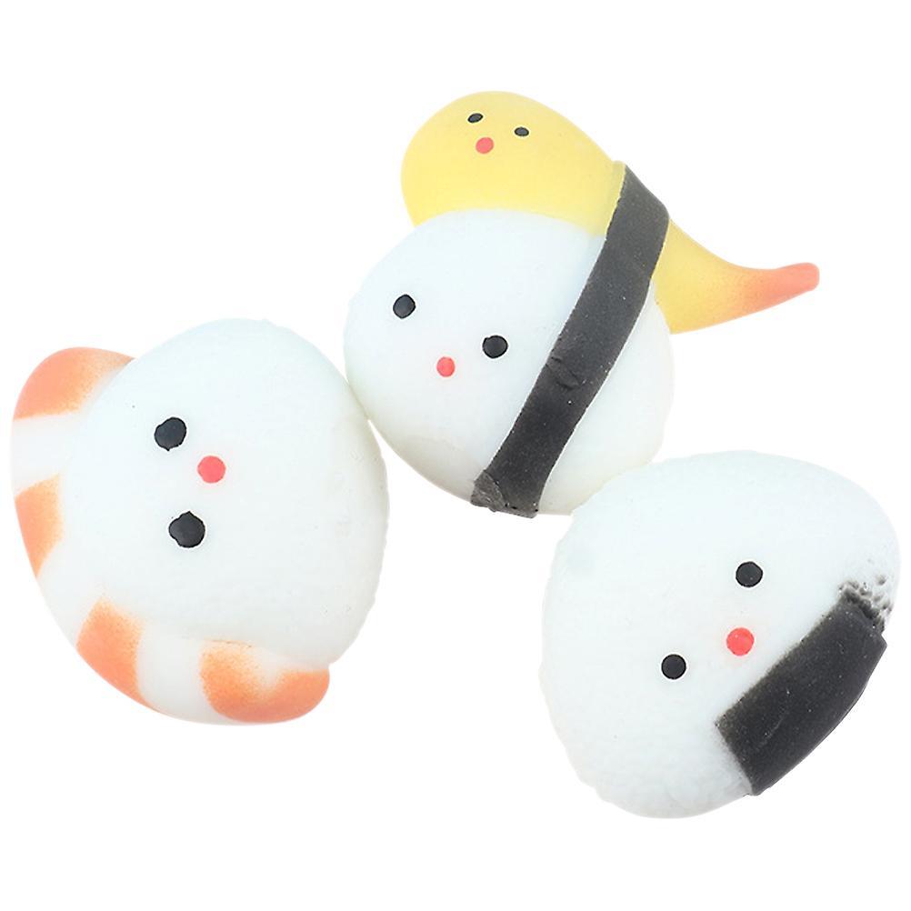 Tinksky 3pcs Sushi Squishy Toys Cute Sushi Stretchy Toy Funny Stress Relief Sushi Shaped Squeezing Toy 5X4X4CM