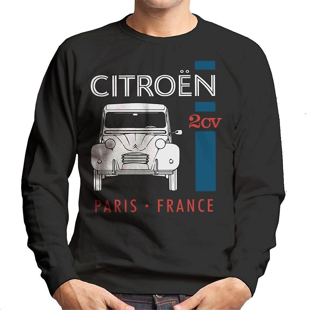 Citro�n Citroen White 2CV Paris France Single Stripe Men's Sweatshirt Black XX-Large