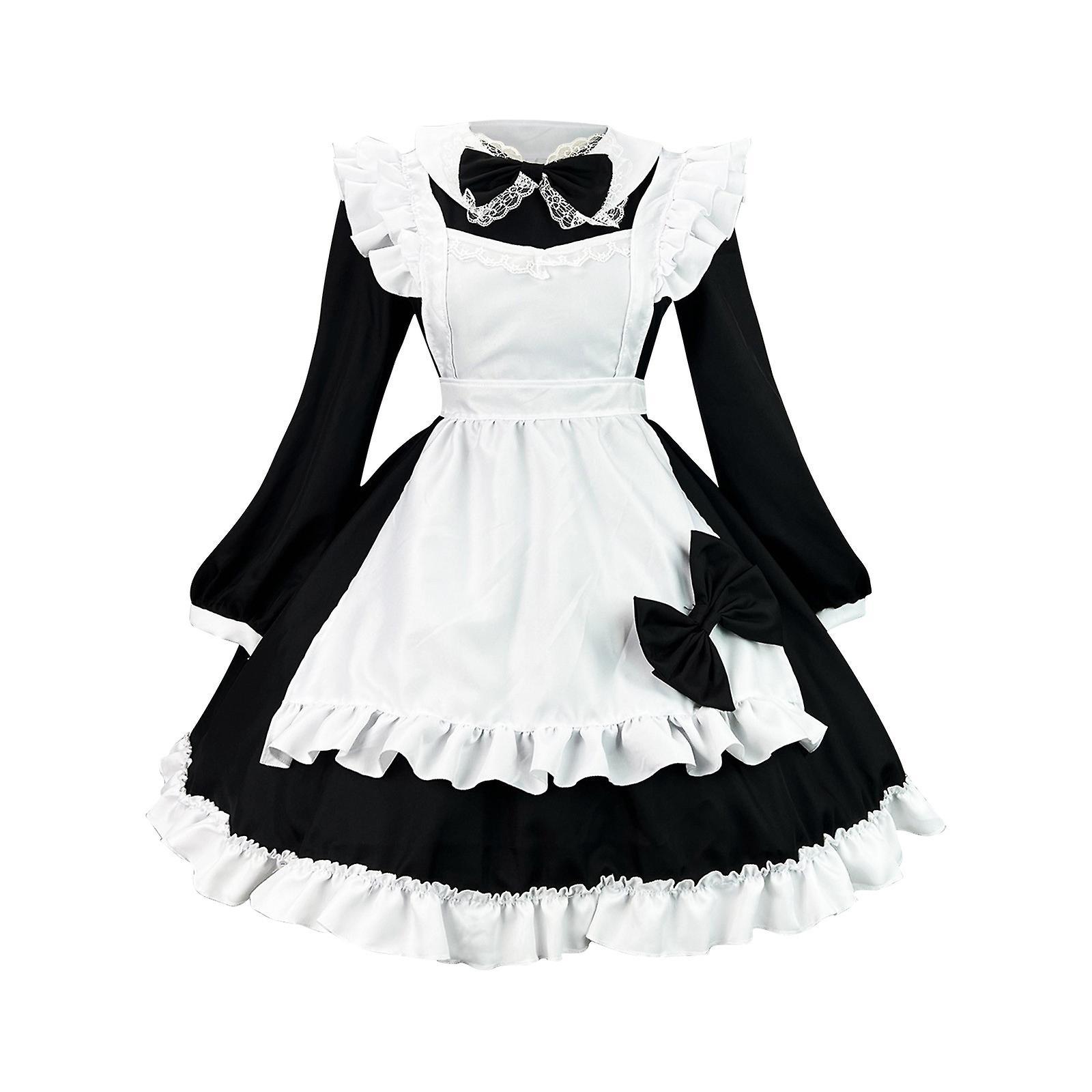 Baodan Women Maid Cosplay Costume Dress Black S