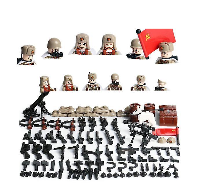 YM Studio MOC WW2 Military Building Blocks Soviet US German British Soldiers Figures