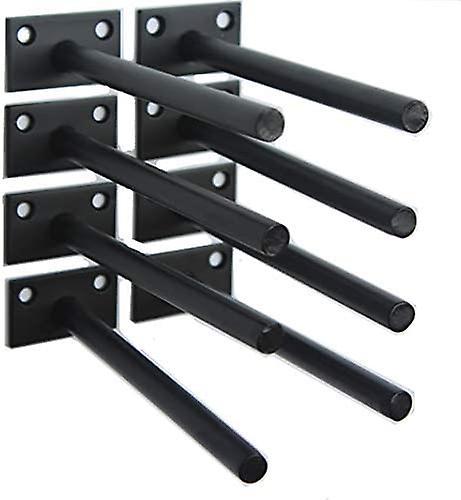 Baicccf 8 Pcs 6" Black Solid Steel Floating Shelf Bracket Blind Shelf Supports - Hidden Brackets For Floating Wood Shelves - Concealed Blind Shelf ...