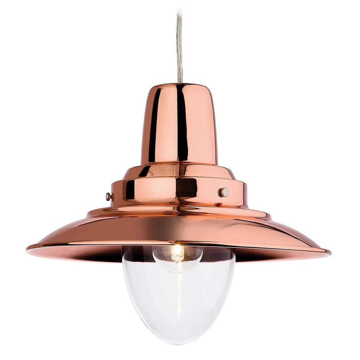 Firstlight Lighting Fisherman 1 Light Dome Ceiling Pendant Copper, Clear Glass, E27