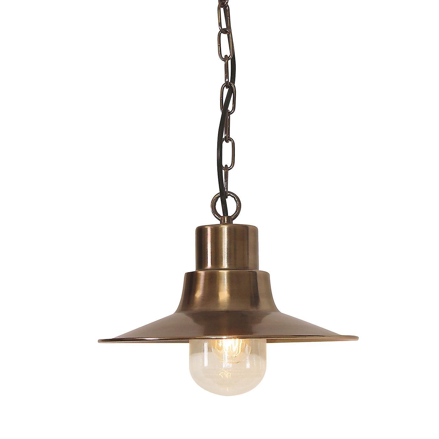 Sheldon 1 Light Outdoor Ceiling Chain Lantern Brass IP44 E27