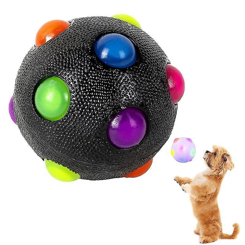 Tianzun Glowing Ball Dog Light Up Toy  Led Flashing Interactive Rubber Ballsb Dog Chew Toys Teeth Cleaning Toys For Small Large Dogs Black 10cm