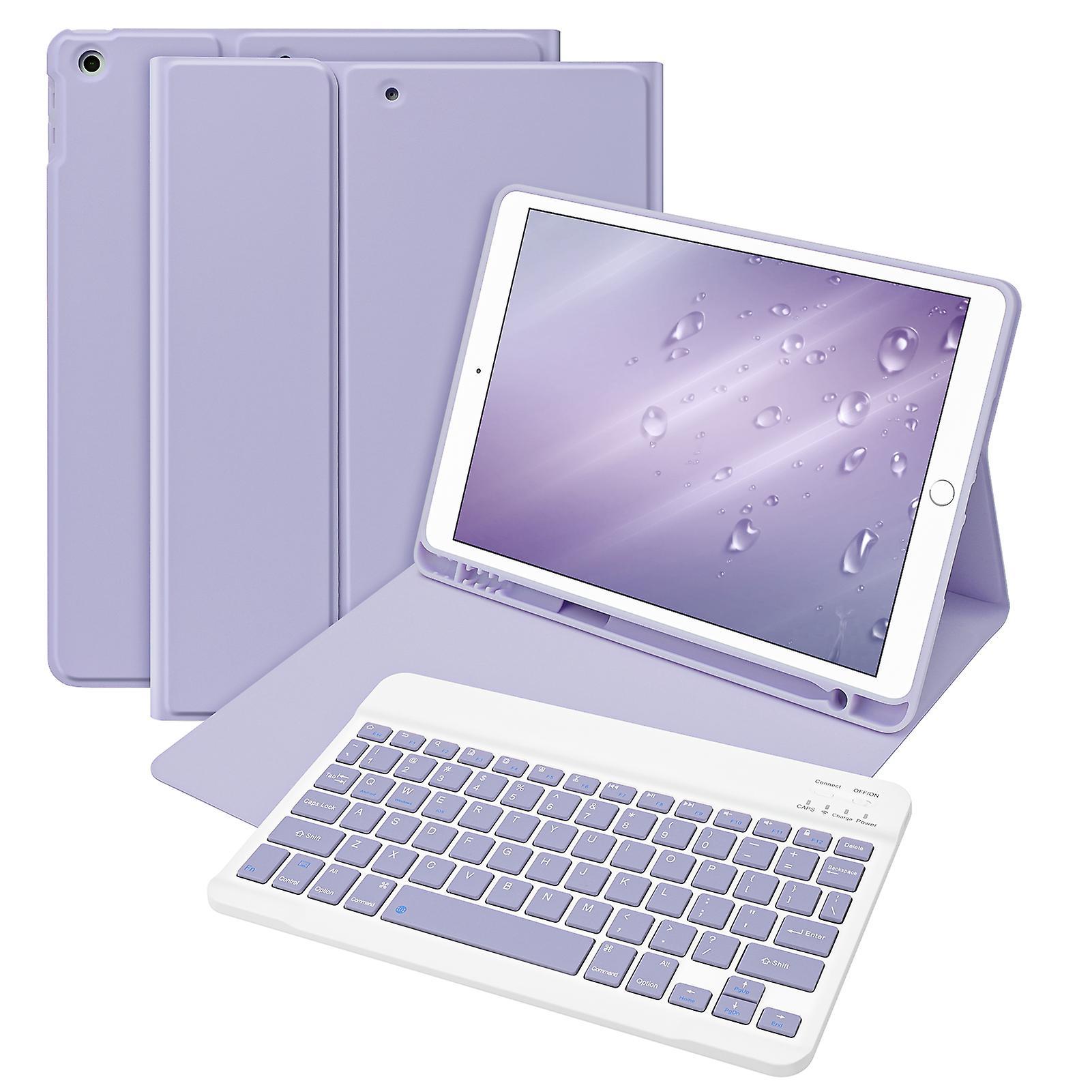 Goojodoq Ipad 9th/8th/7th Gen Wireless Keyboard Case Purple 10.2 Inch