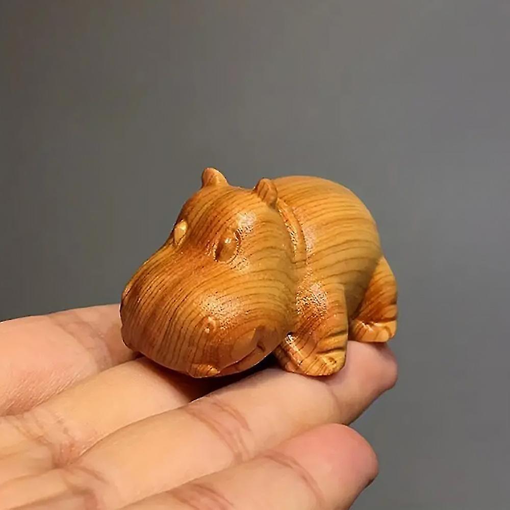 Shinestar Hippo Wooden Carving Ornament Sculpture Figurine Statue Home Office Table Decoration Gifts