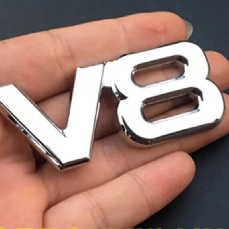 Hikig 3d Metal Car Letters V8 Logo Engine Displacement For Toyota Land Cruiser Fender Side Trunk V8 Emblem Badge Sticker Accessories Chrome