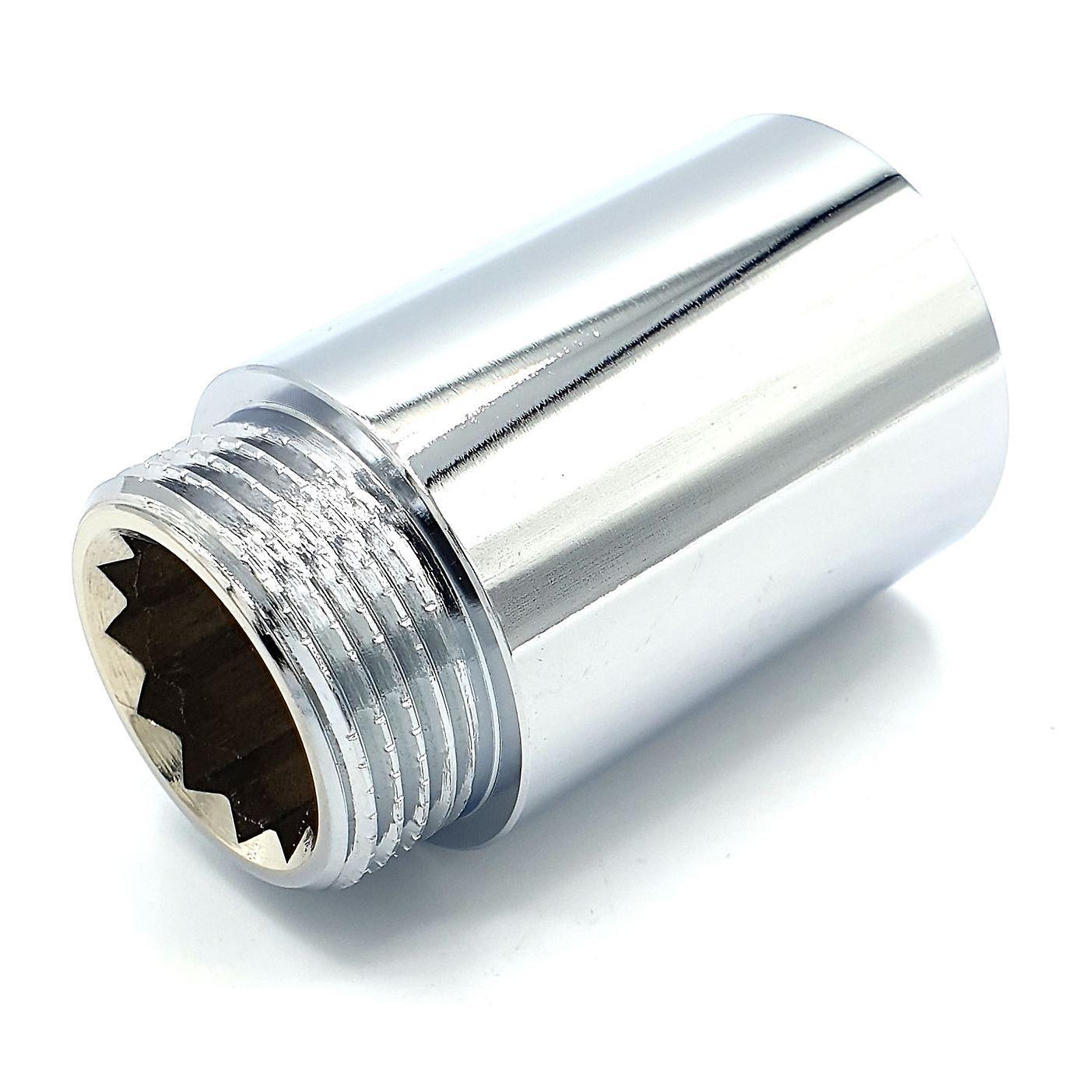 Invena 3/4" BSP (22mm) Pipe Thread Extension Female x Male Chrome Brass - 10-50mm long 40mm