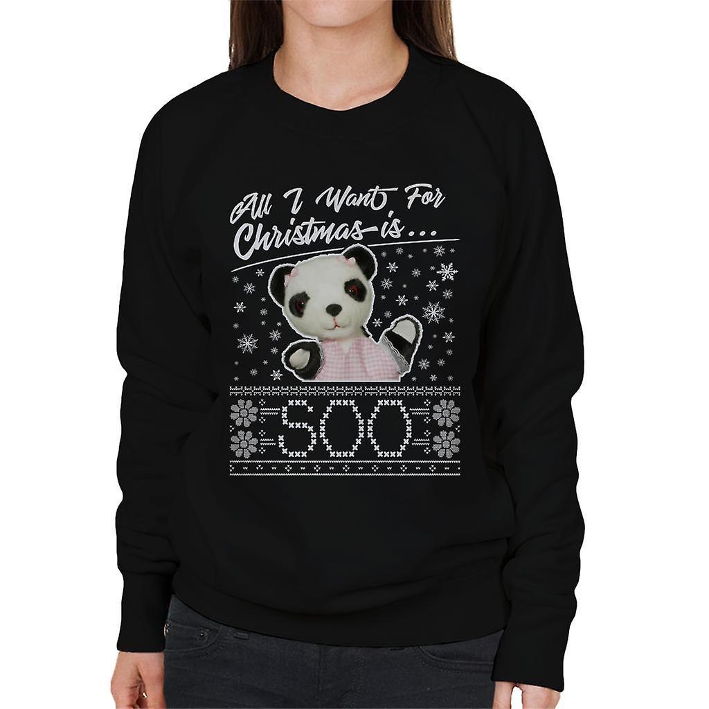 Sooty Christmas All I Want For Christmas Is Soo Women's Sweatshirt Black Small