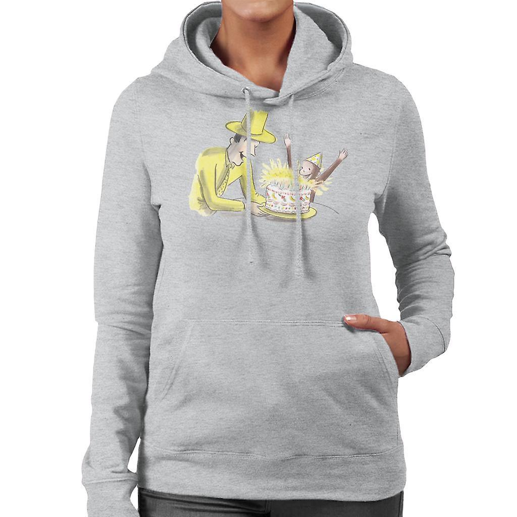 Curious George Birthday Cake Women's Hooded Sweatshirt Heather Grey Large