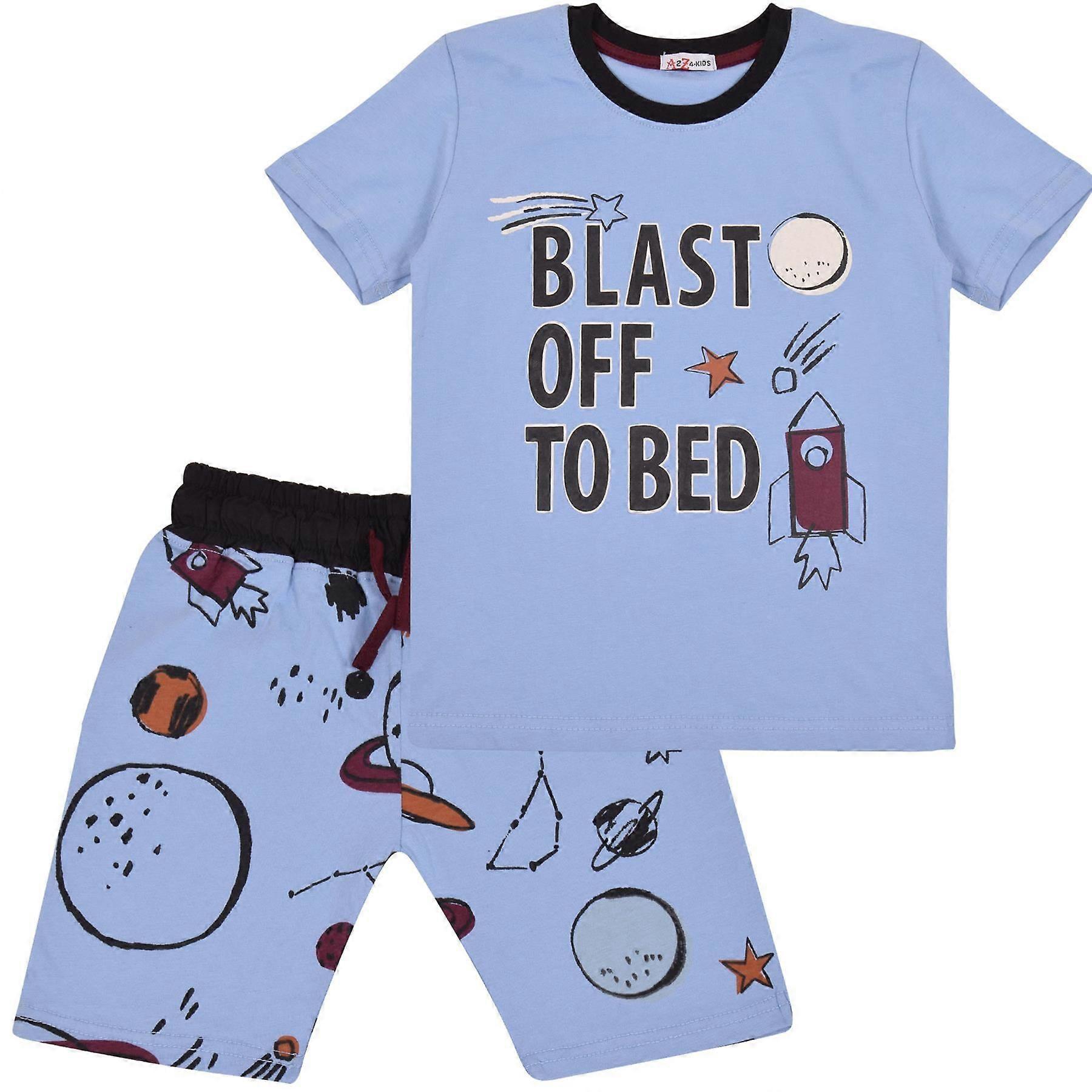 A2Z 4 Kids Kids Boys Rocket Spaceship Blast Off Blue Pyjamas Shorts Set 7-8 Years