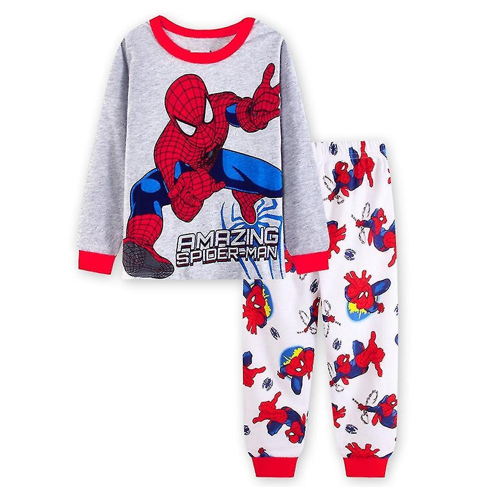 Shinestar Spider-man Batman Kids Boys Pyjamas Long Sleeve T-shirt Pants Sleepwear Pjs Set Super Hero Pajamas Loungewear Age 3-7 Years Grey White 3-...