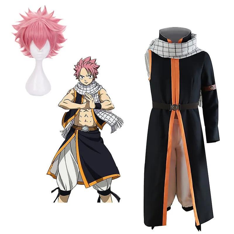 Duqi Anime Fairy Tail Cosplay Costume Etherious Natsu Dragneel Cosplay Costumes Halloween Carnival Party Full Sets Costumes Scarf Wig M