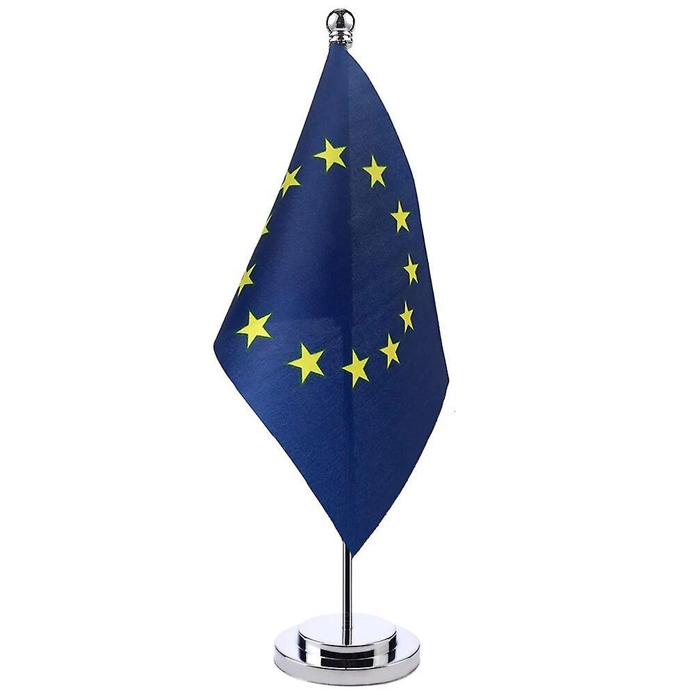 Scitoo 14x21cm Office Desk Flag Of European Union Banner Boardroom Table Stand Pole Stick The Eu Cabinet Flag Set Meeting Room Decor