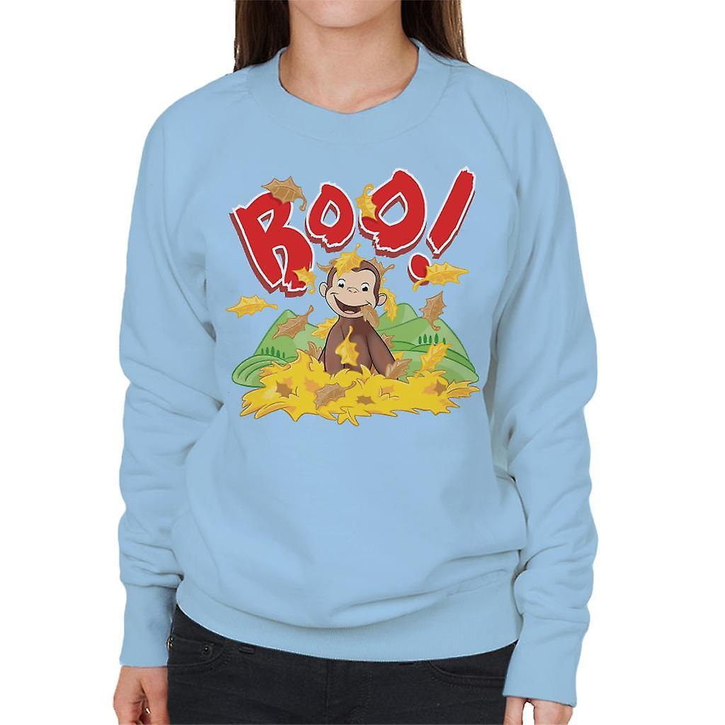 Curious George Boo In The Leaves Women's Sweatshirt Sky Blue Medium