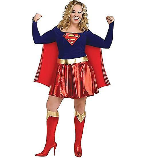 Cryin Women"s Adult Supergirl Costume Cospaly blue/red/yellow XL