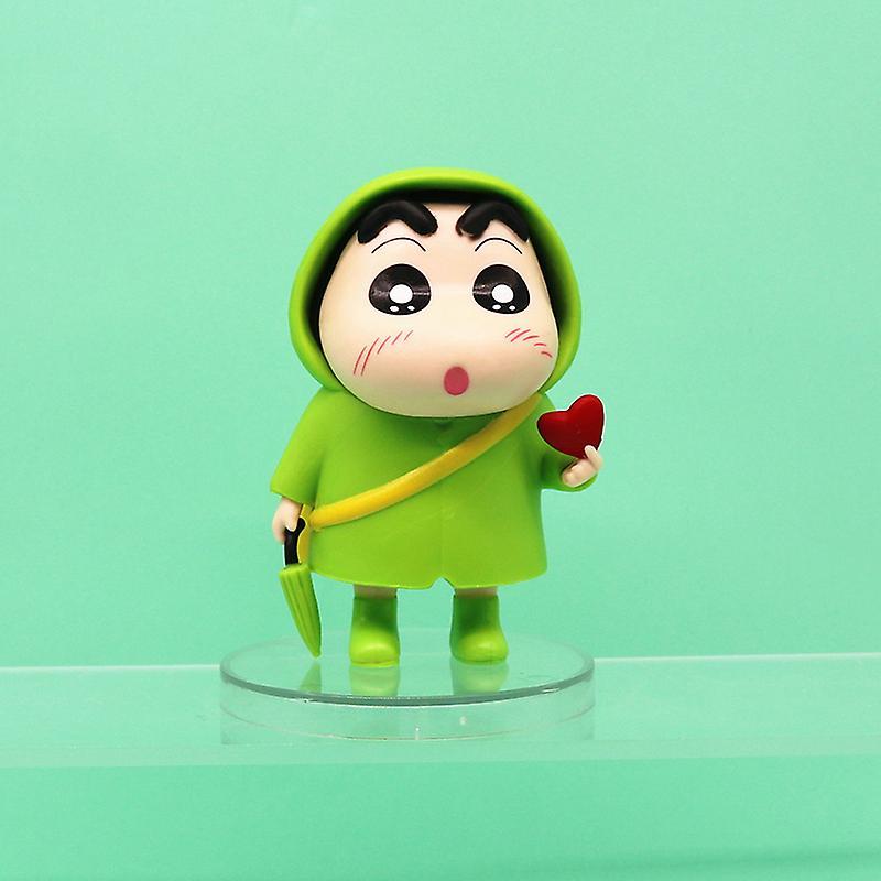 unbrand Q Version Cartoon Crayon Shin-chan Figure Model Raincoat Crayon Shin-chan Doll Green