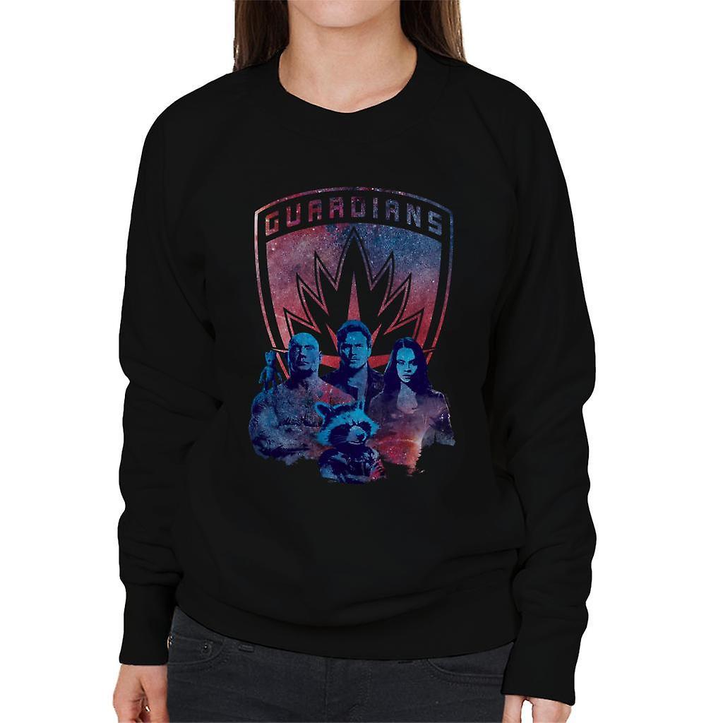 Marvel Guardians Of The Galaxy Vol 2 Shield And Galaxy Women's Sweatshirt Black Small