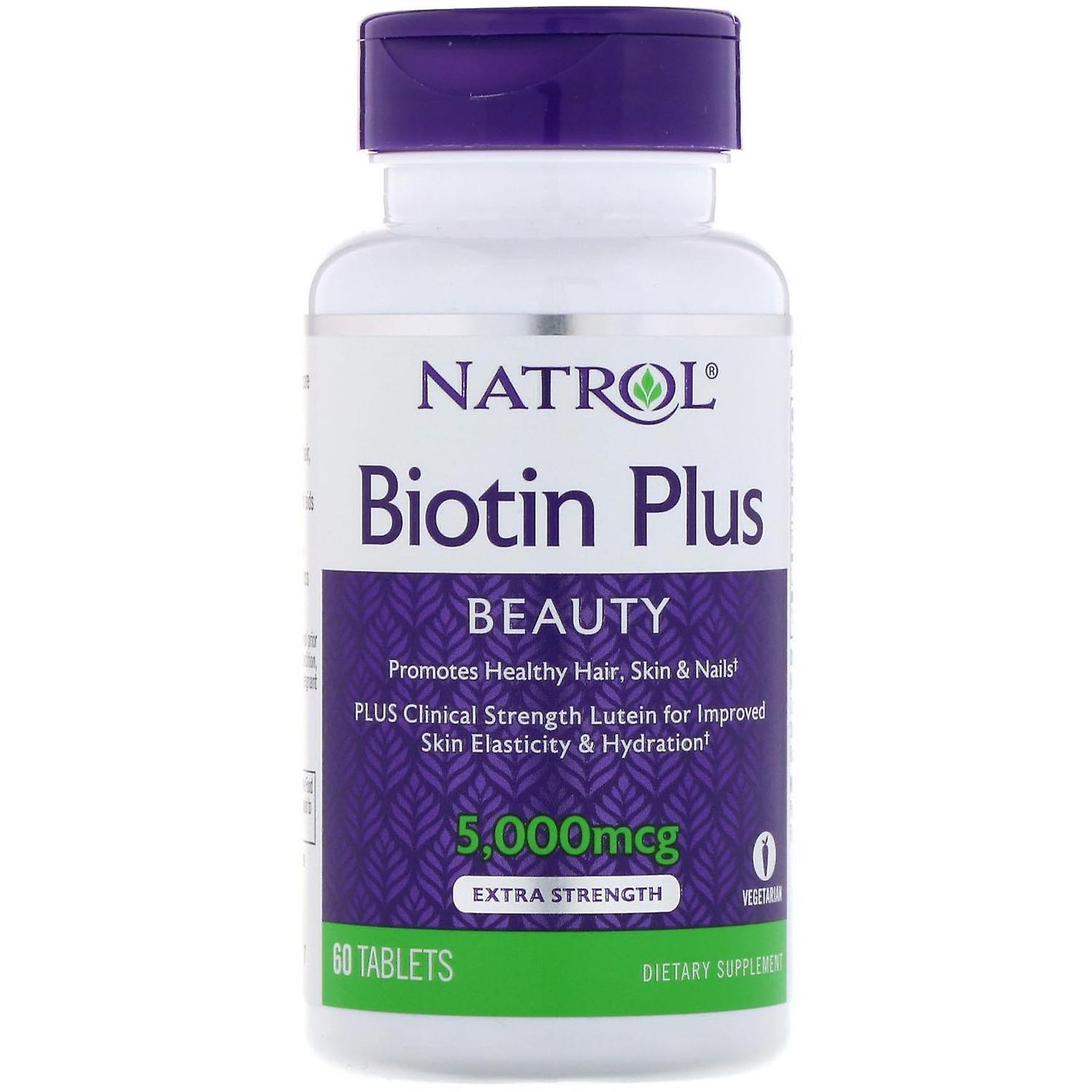 Natrol, Biotin Plus, Extra Strength, 5,000 mcg, 60 Tablets