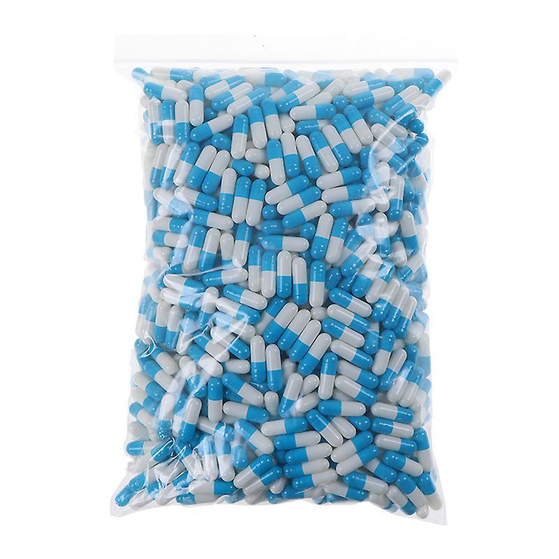 Unbrand 1000pcs Empty Hard Vacant Gelatin Capsule Size 0# Gel Medicine Pill Vitamin Blue White