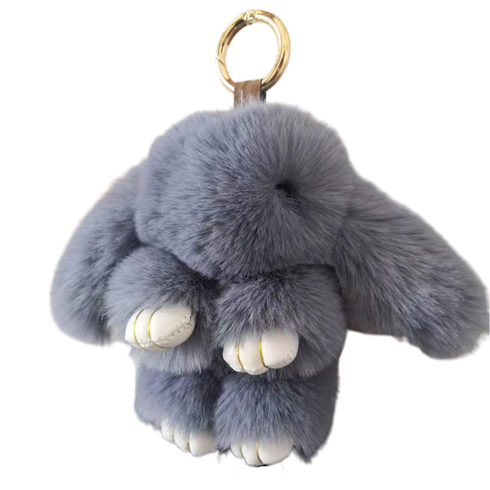 Haloppe Bunny Keychain Super Soft Faux Plush Rabbit Doll Plushies Backpack Decor Colored Stuffed Rabbit Pendant Children Doll Toy Grey 18cm