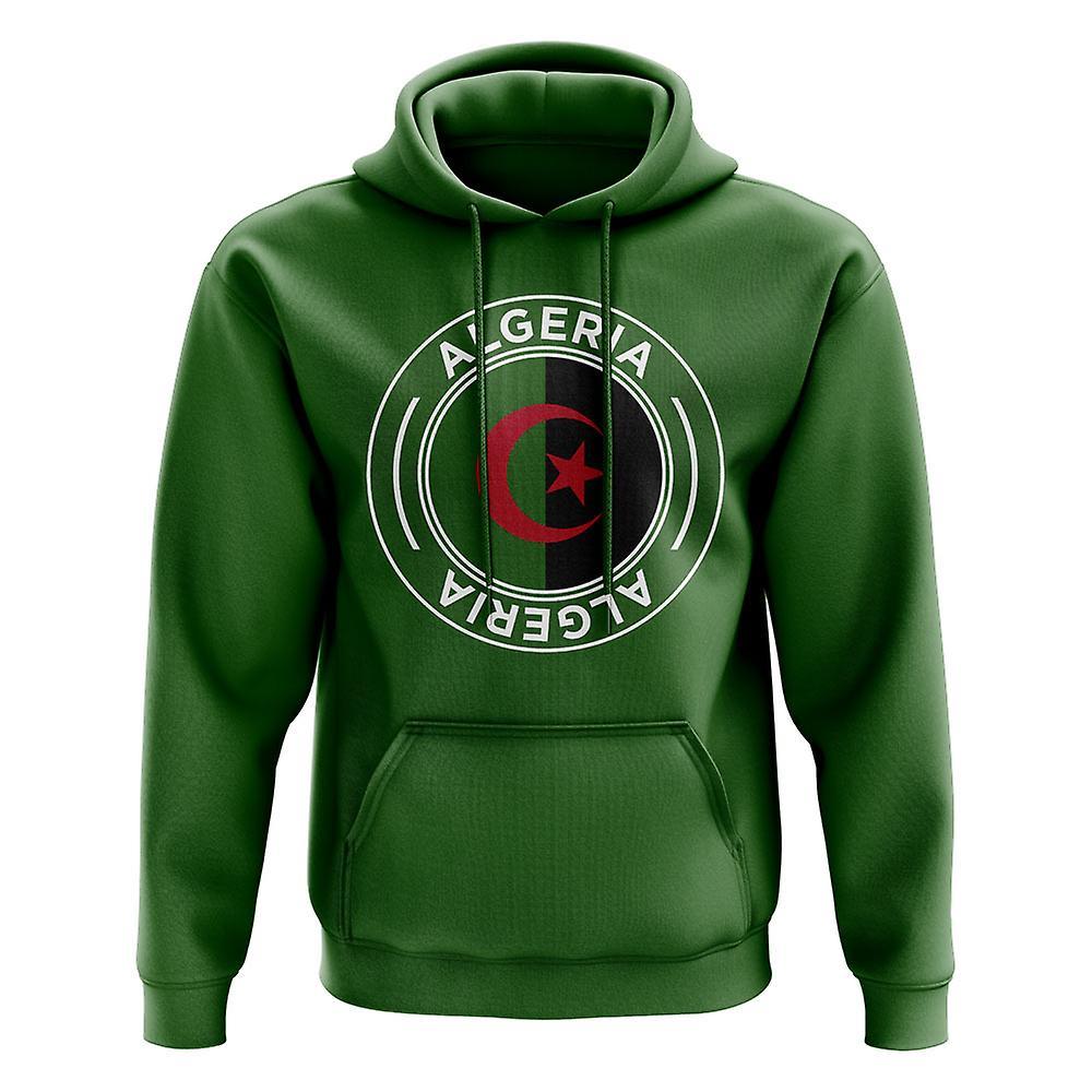 UKSoccerShop Algeria Football Badge Hoodie (Green) Womens S (Size 10 - 32 inch Chest)