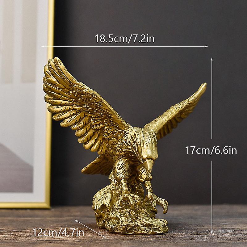 Bolongking Nordic Resin Golden Eagle Animal Figurines Hawk Statue Craft Sculpture Ornament Home Living Room Office Desktop Cabinet Decor Eagle S