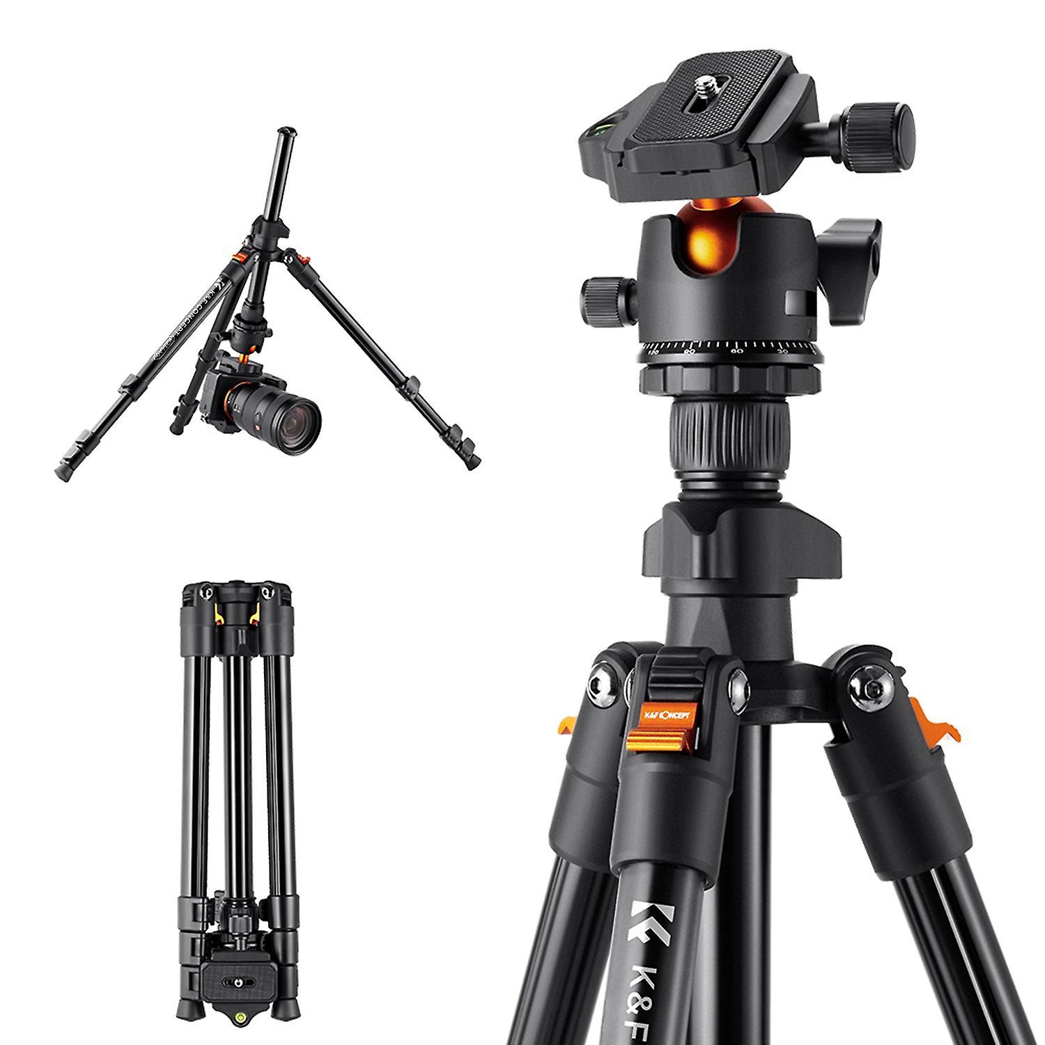 K&F CONCEPT Portable Camera Tripod Stand Aluminum Alloy 160cm/62.99 Max. Height 8kg/17.64lbs Load Ca