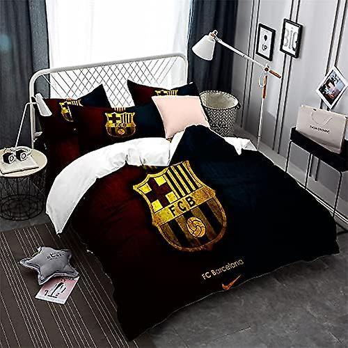 Kerota Football Team FC Barcelona Duvet Cover Lightweight Microfiber Soft Quilt Cover Bedding Set Sing Double Size 3 Pieces ) Single135x200cm