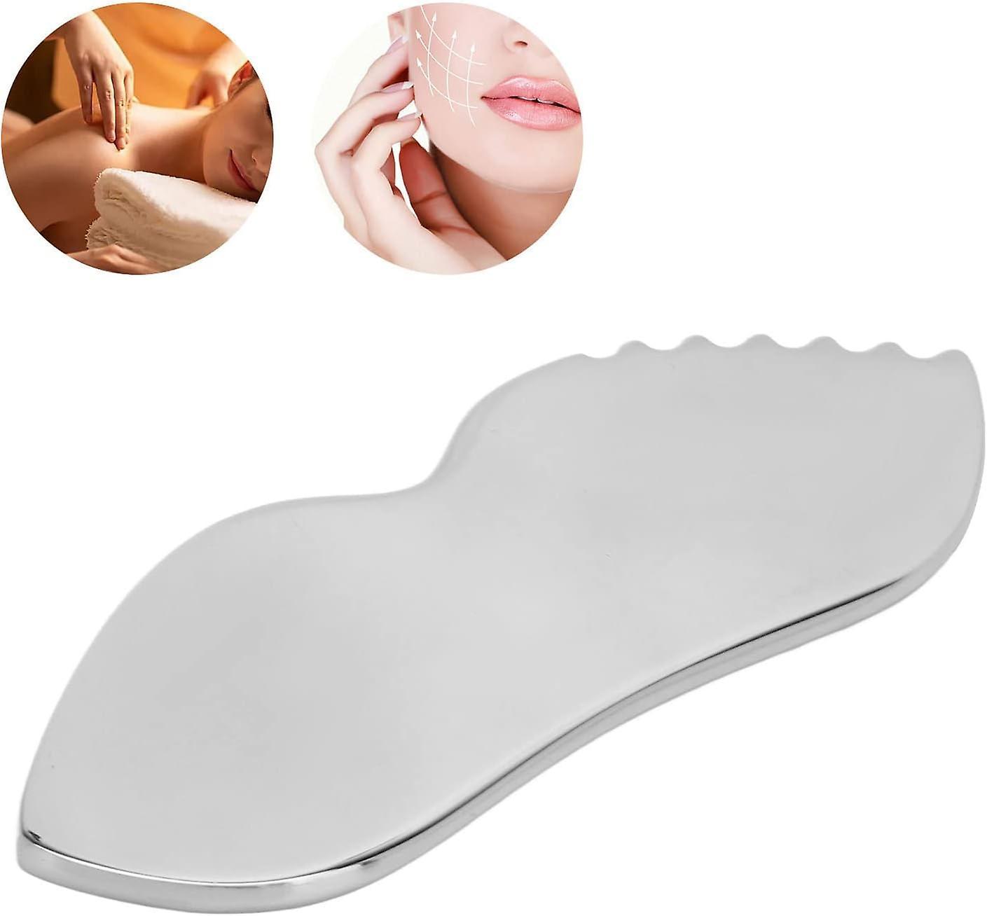 Lelinker Gua Sha Facial Tool, Stainless Steel Gua Sha with Comb Teeth for Body Care,Facial Massage for Face, Neck, and Around Lips