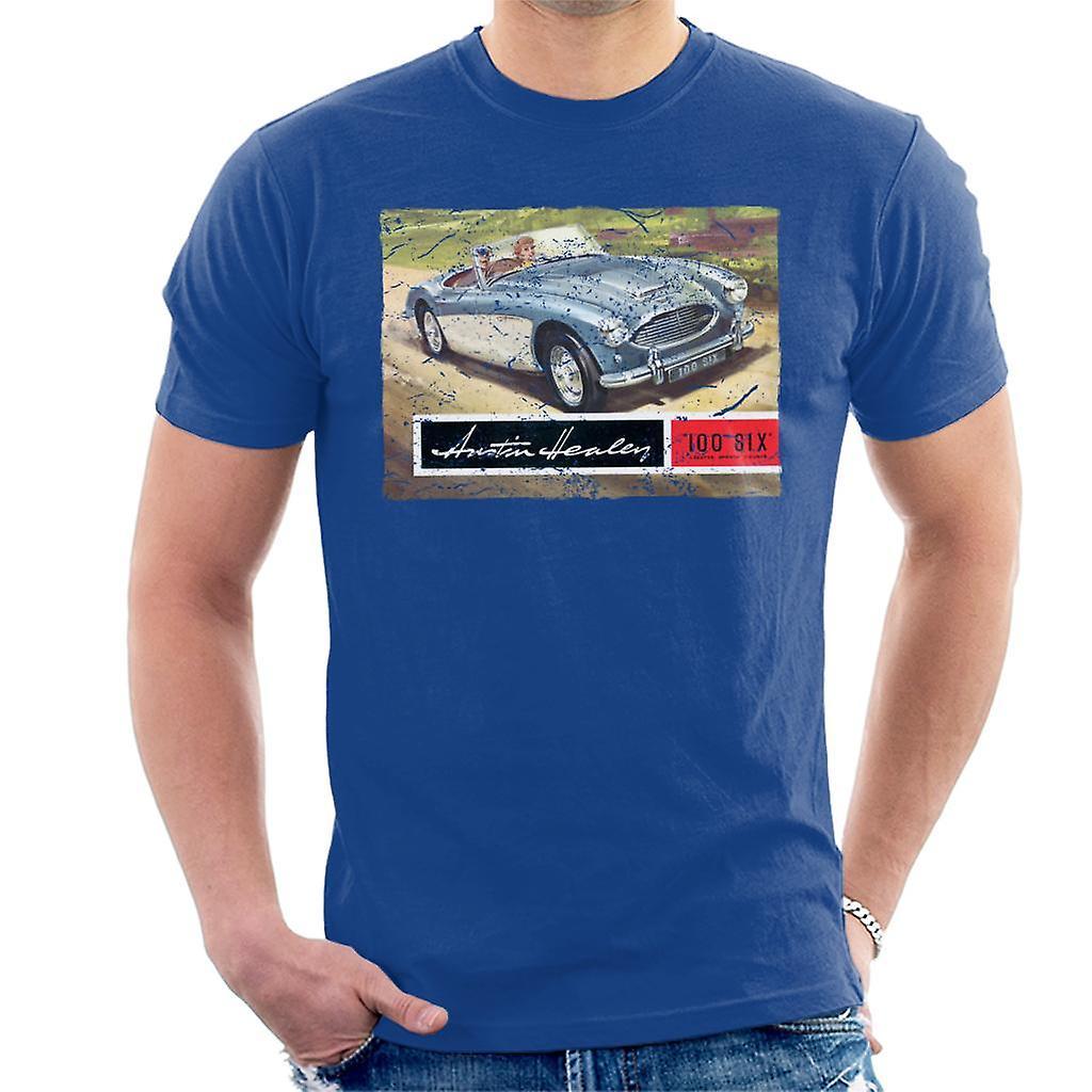 Austin Healey Country Road British Motor Heritage Men's T-Shirt Royal Blue Small