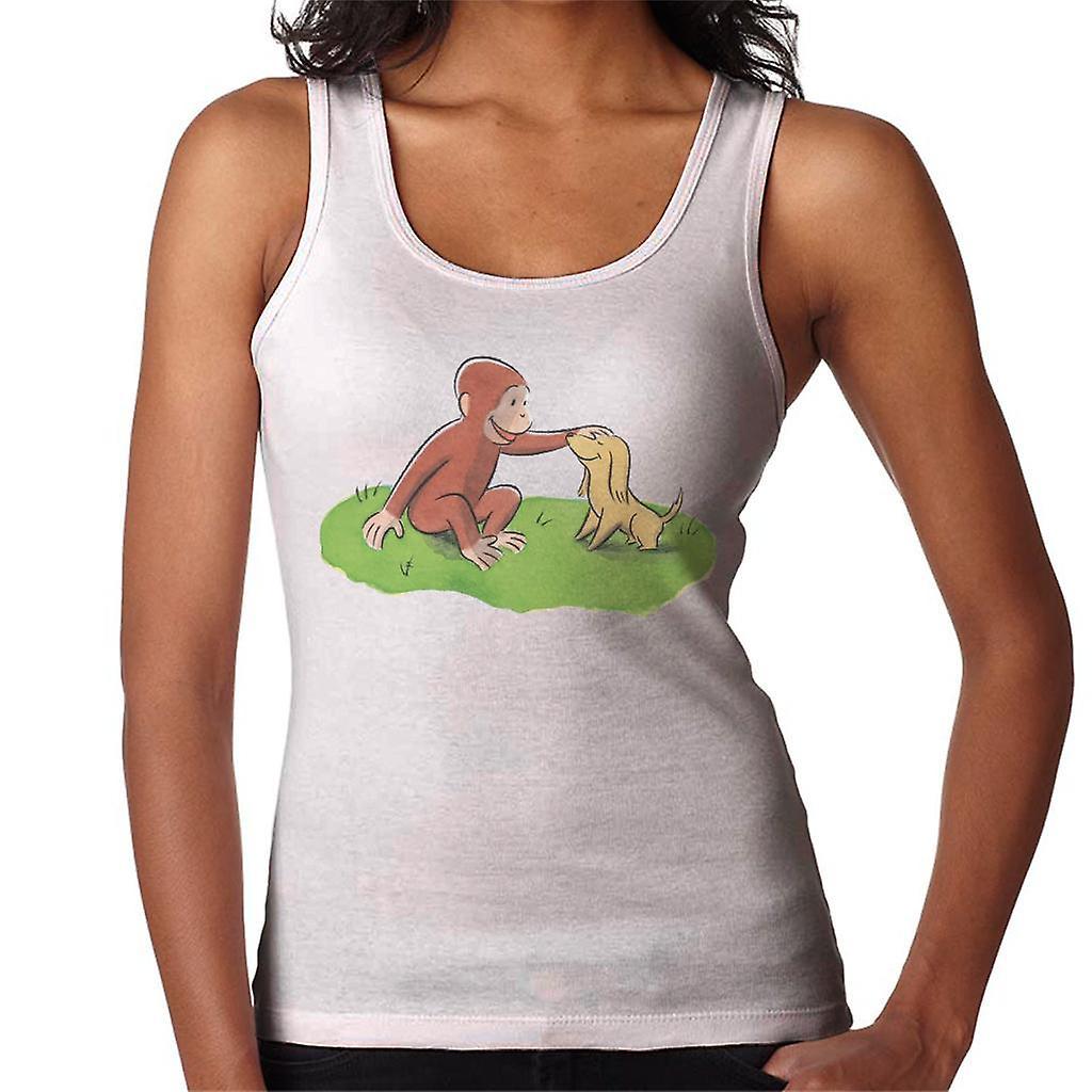 Curious George Stroking Dog Women's Vest White X-Large